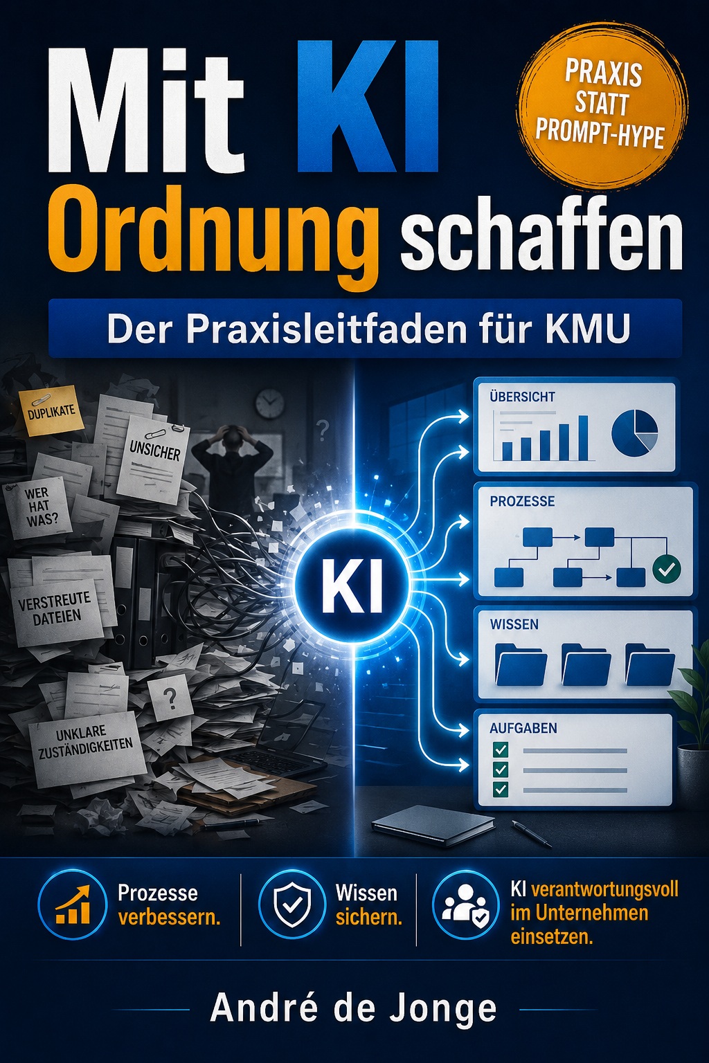 Buchcover Mit KI Ordnung schaffen von André de Jonge – Praxisleitfaden für KMU